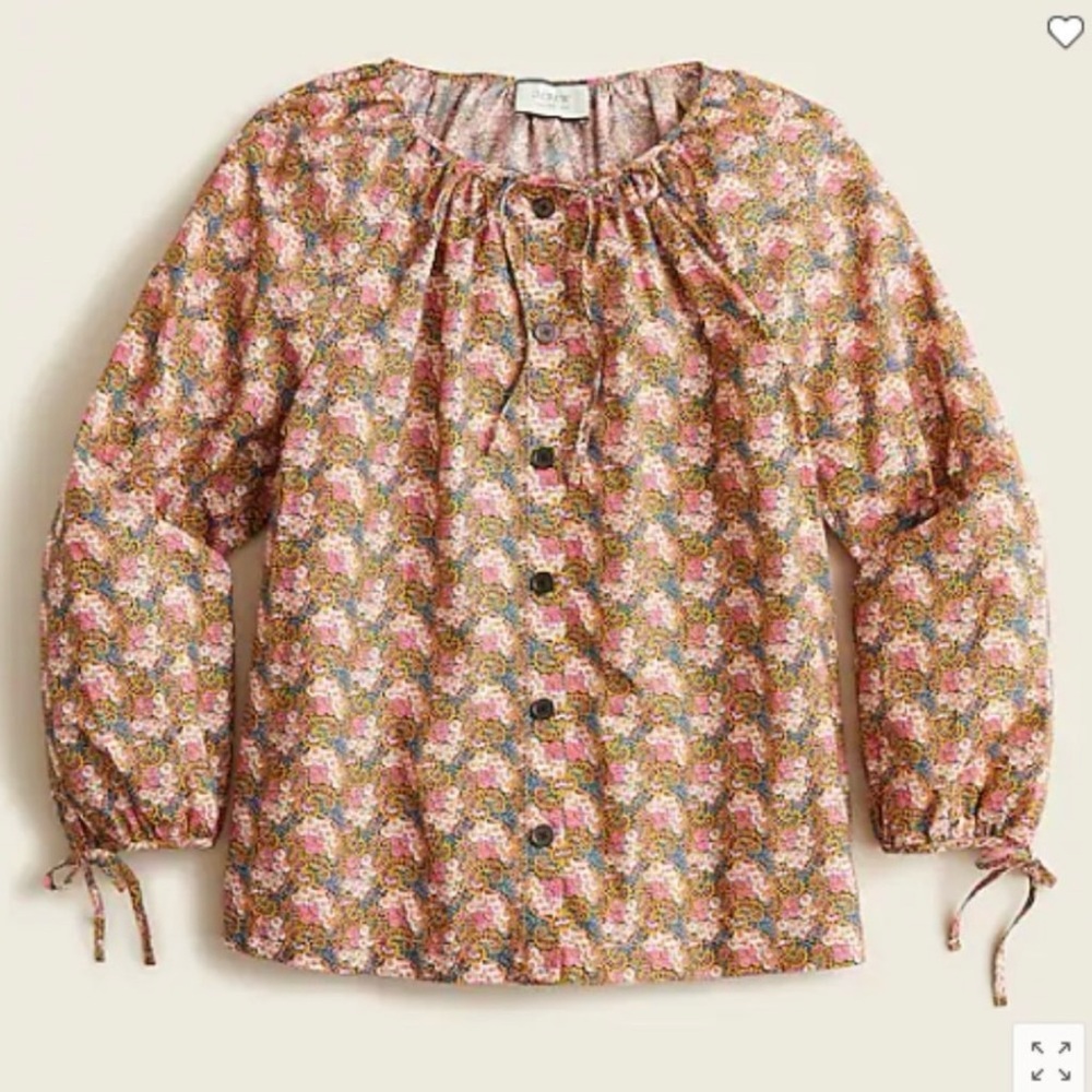 J. Crew Collection Tie-Sleeve Button-Front Top in Ratti Prism Floral - Picture 4 of 17